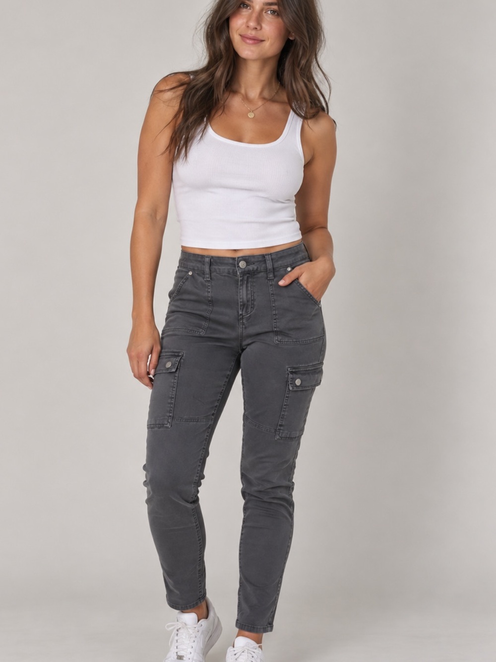 Silver Jeans Co. W28 L29 Grey Skinny Cargo Pants Utility Y2K Grunge